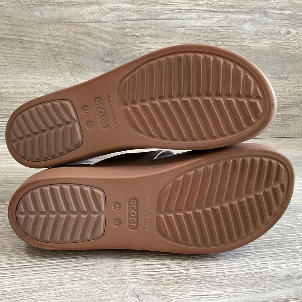 Crocs Lite Ride Beige Brooklyn Platform Sandals Mid Wedge Buckle Slide Women's 9 - Picture 11 of 15